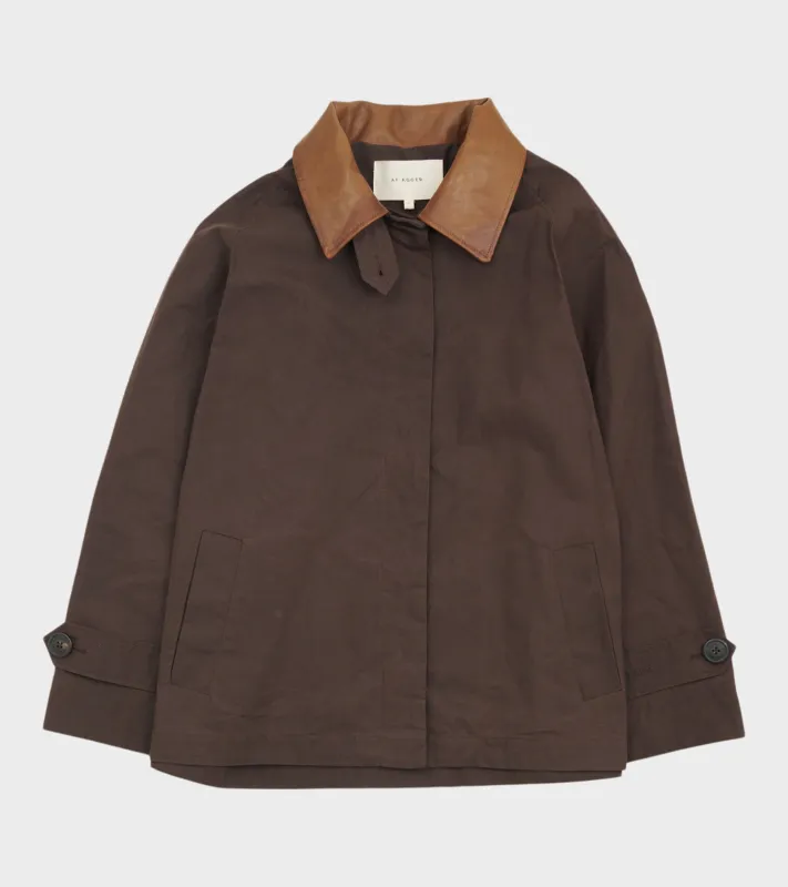 Waxed Cotton Mac Jacket Brown made by AF Agger