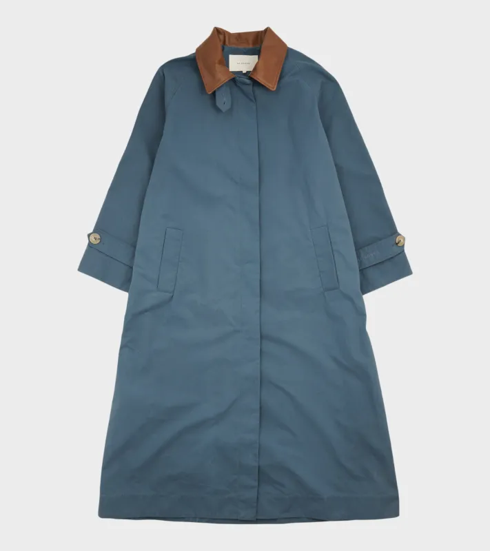 Waxed Cotton Mac Coat Dove Blue made by AF Agger