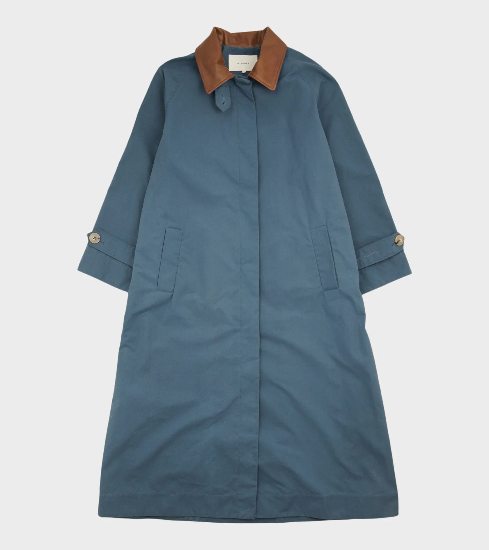Waxed Cotton Mac Coat Dove Blue sold by Dr. Adams