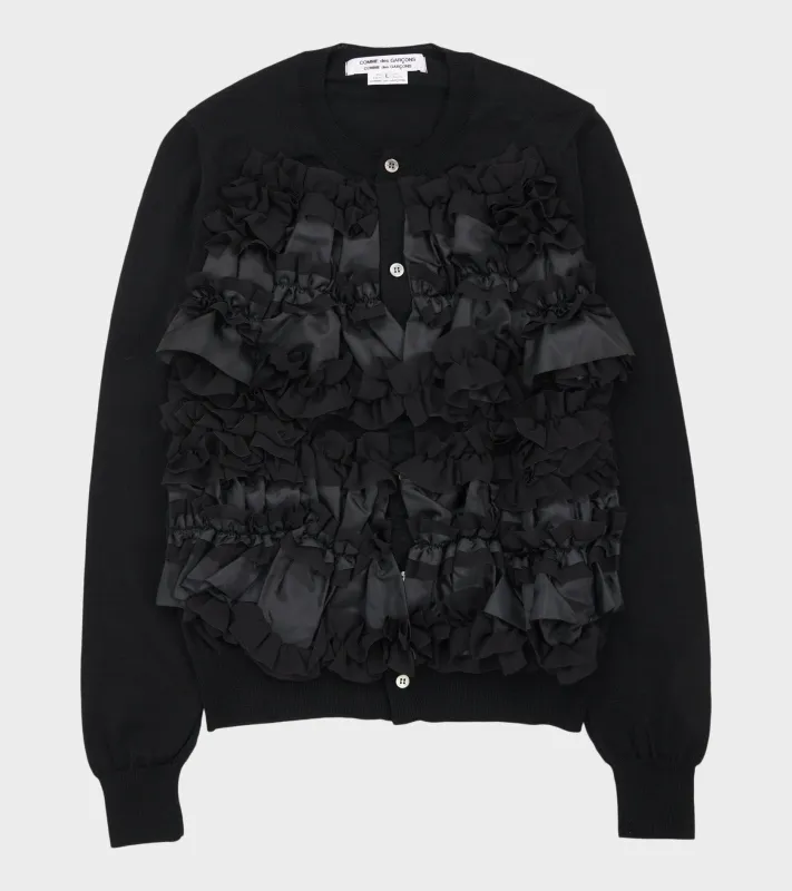 Ruffle Cardigan Black made by Comme des Garcons
