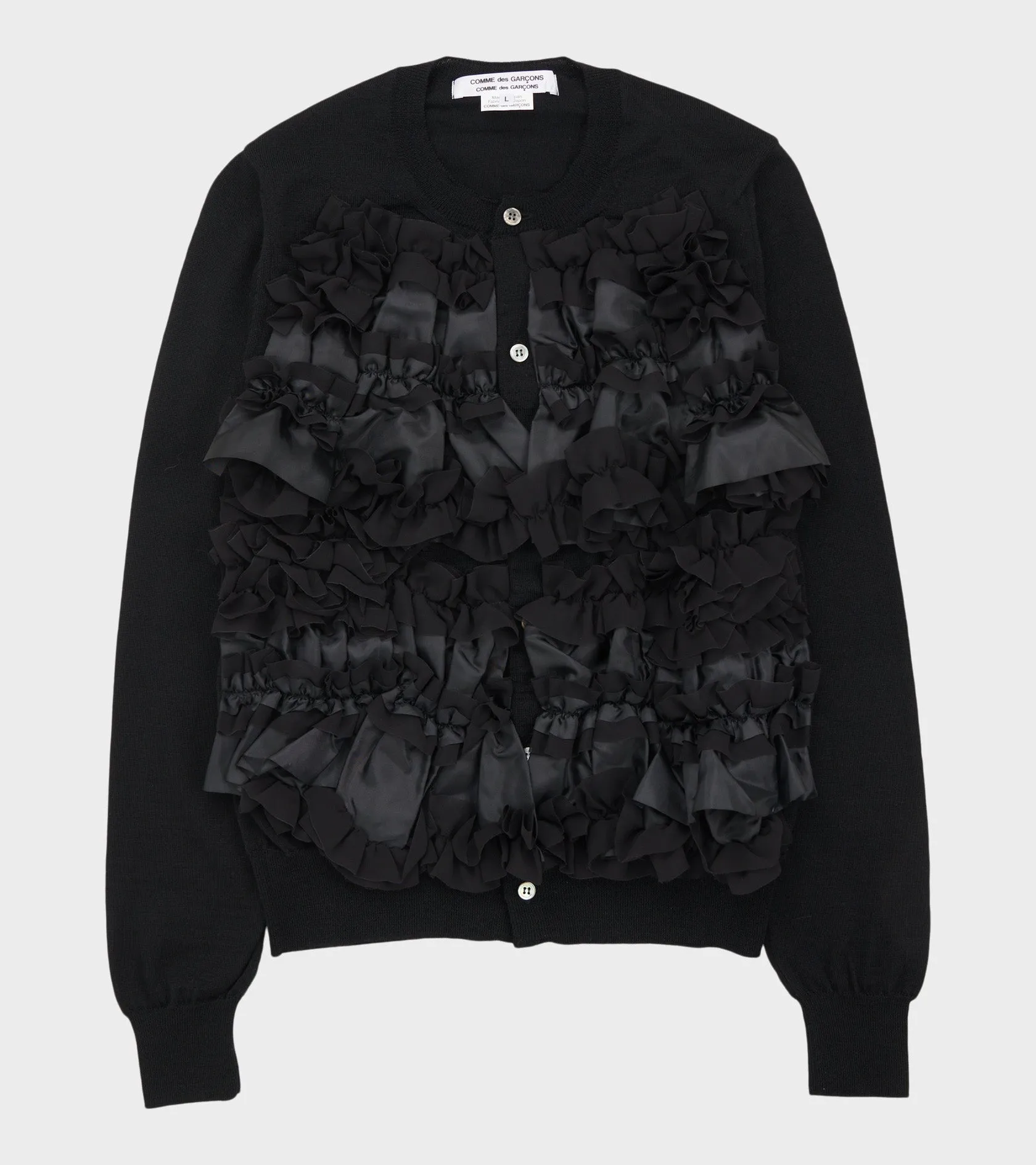 Ruffle Cardigan Black sold by Dr. Adams