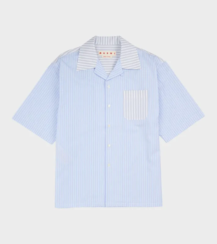 Striped Poplin S/S Shirt Light Blue sold by Dr. Adams