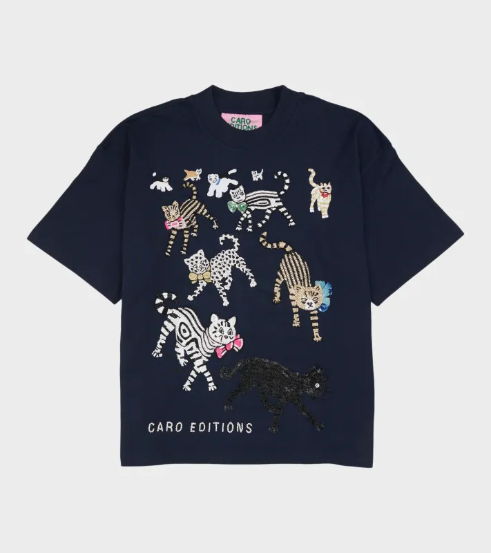 Freddie T-shirt Cats Navy made by Dr. Adams