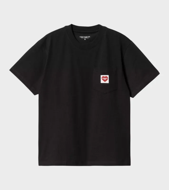 W S/S Pocket Heart T-shirt Black made by Carhartt WIP