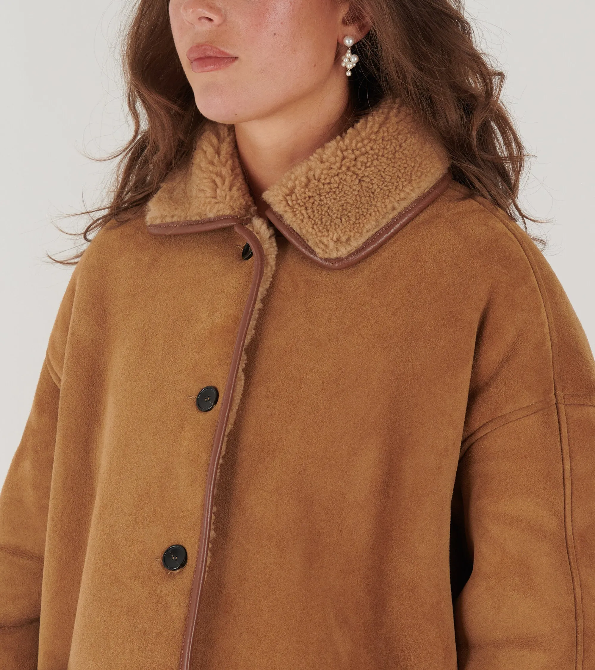 Suede Back Curly Hair Avis Jacket Tan sold by Dr. Adams product image thumbnail 5