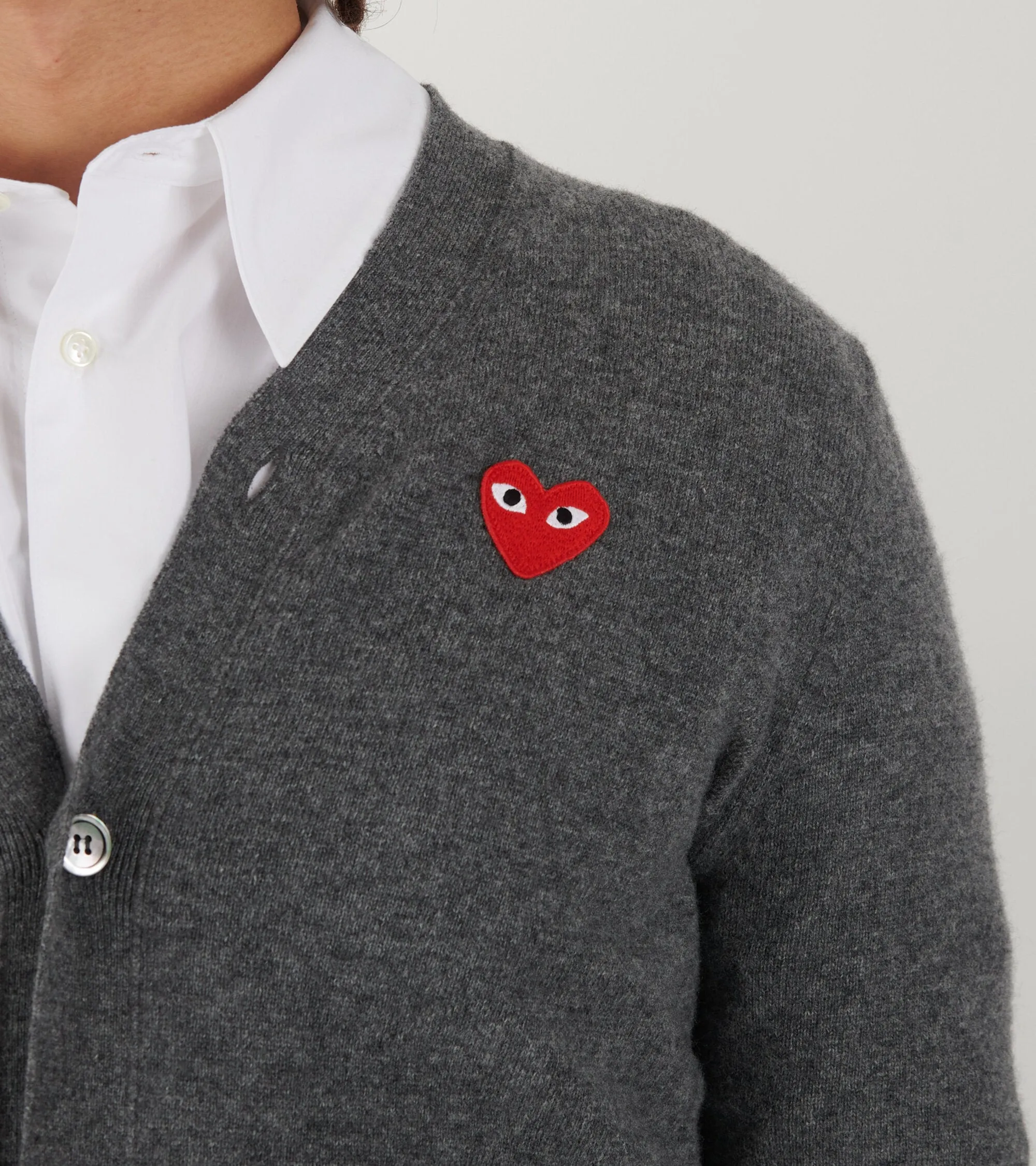U Red Heart V-neck Cardigan Grey sold by Dr. Adams product image thumbnail 3
