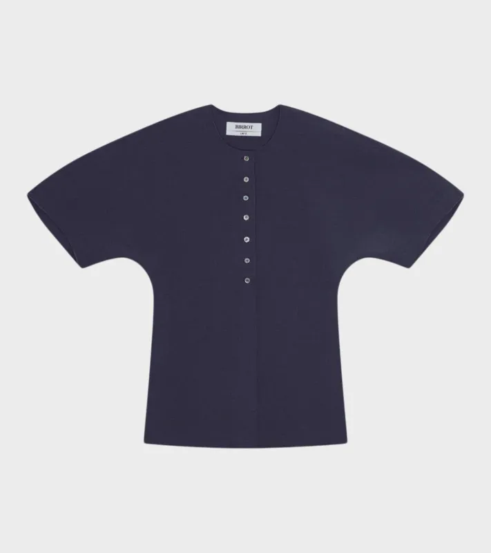 Lay3 Half-sleeve Blouse Mood Indigo made by BIRROT
