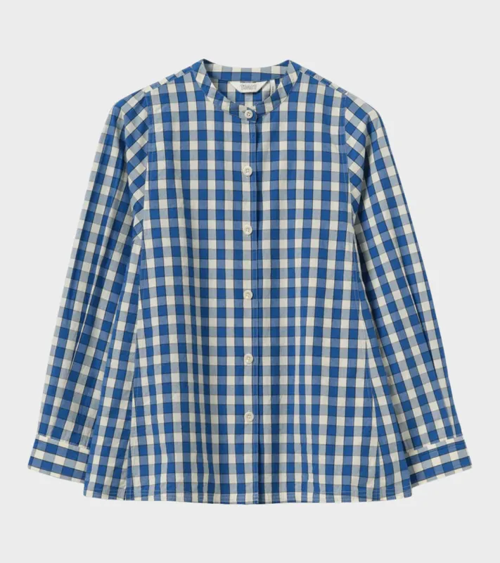 Alfresco Gingham Cotton Shirt Pacific Blue made by TOAST
