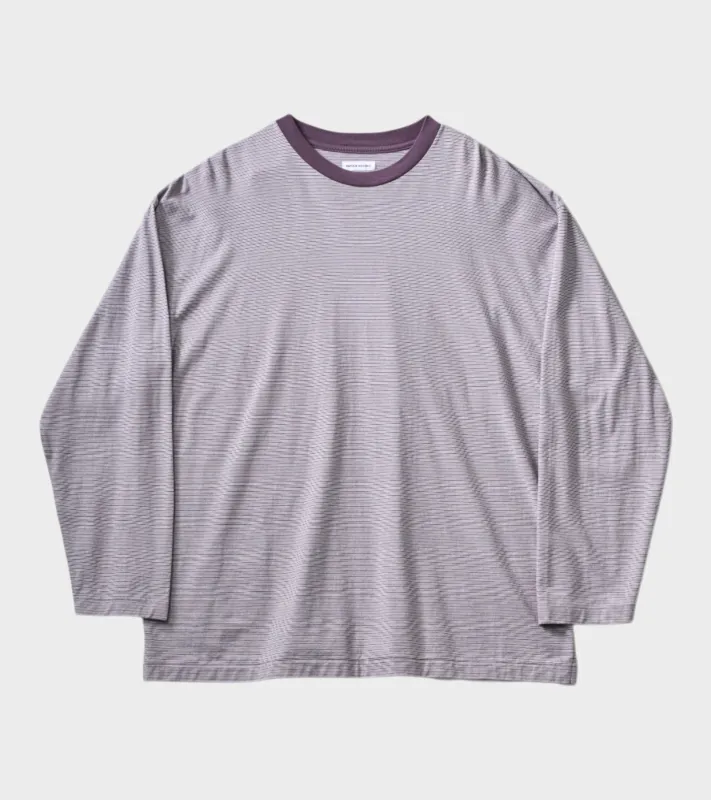 Hard Twisted Stripe Jersey L/S Tee Grey Multi Stripe made by Kaptain Sunshine