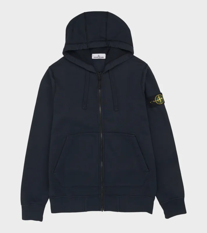 Organic Cotton Zip Hoodie Navy made by Stone Island
