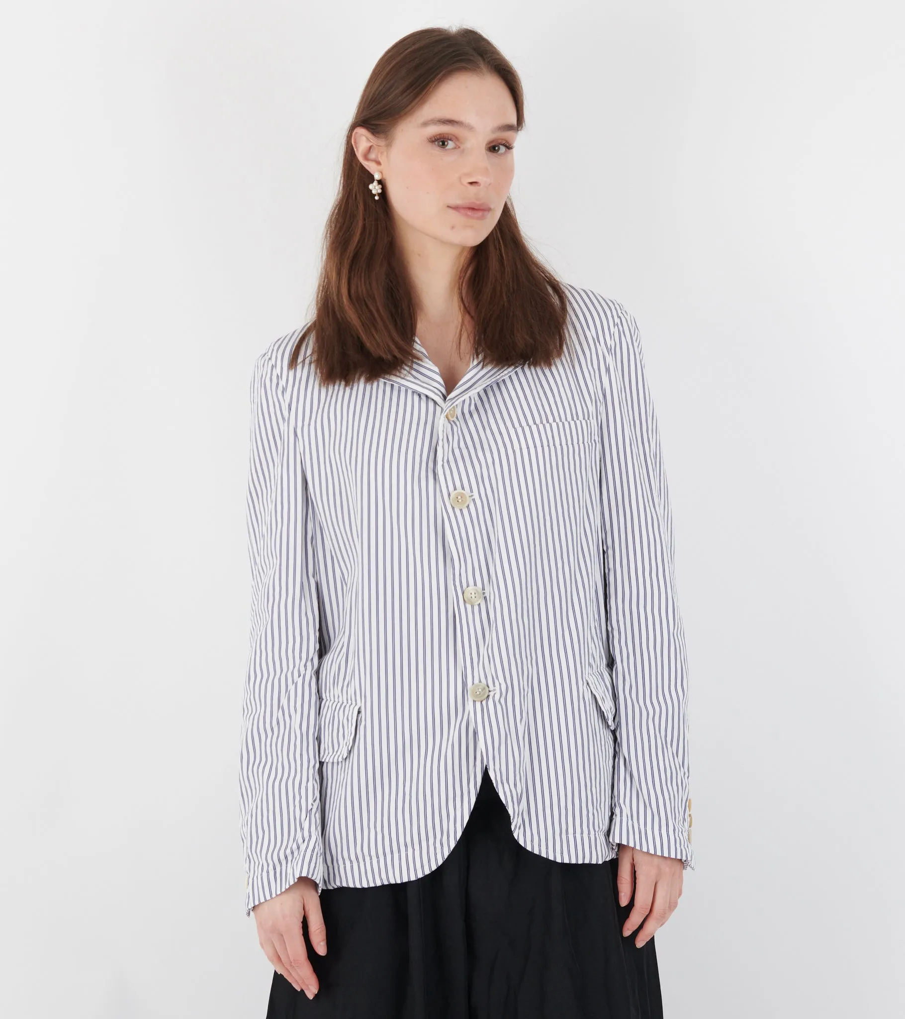 Striped Cotton Blazer White/Dark Blue sold by Dr. Adams product image thumbnail 2