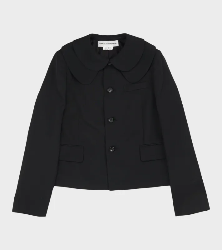 Double Collar Wool Blazer Black made by Comme des Garcons