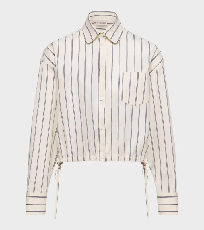 Striped Cotton Silk L/S Shirt White made by Moncler