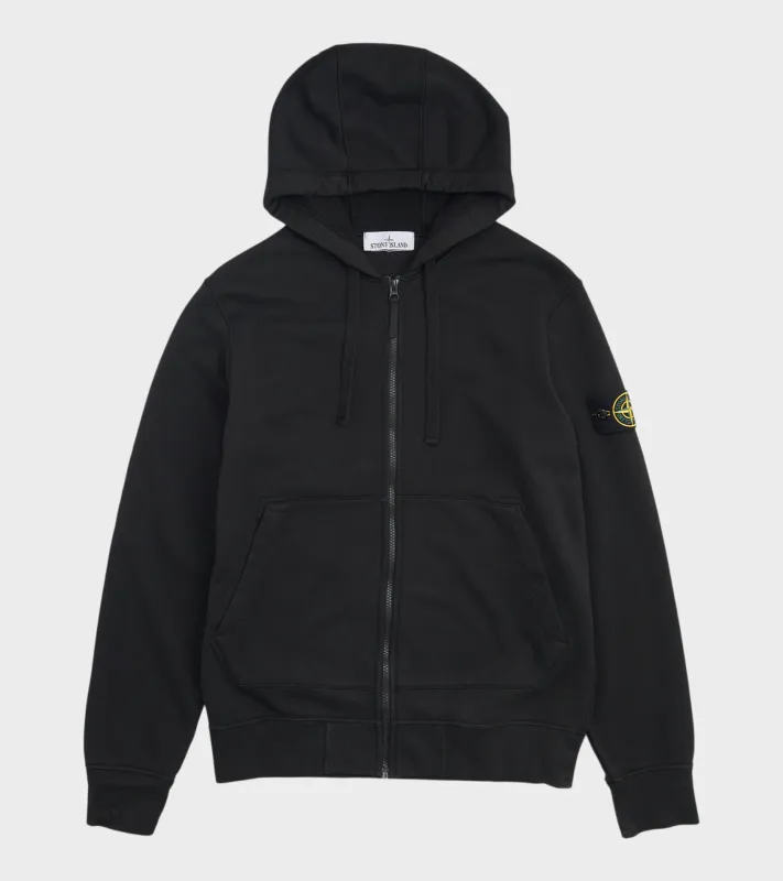 Organic Cotton Zip Hoodie Black made by Stone Island