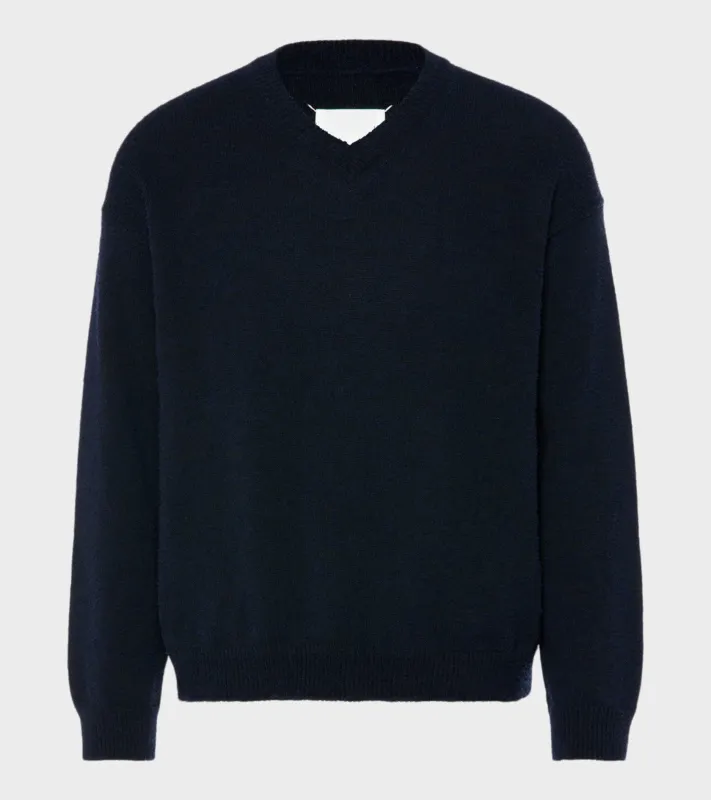 V-neck Sweater Navy Blue made by Maison Margiela
