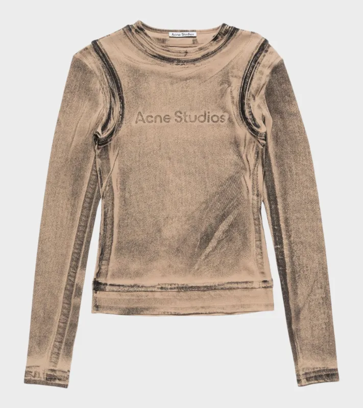 Layered Printed T-shirt Pumpkin Orange made by Acne Studios