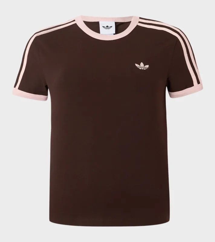 3 Stripes Slim Tee Aurora Coffee/Sandy Pink made by Adidas