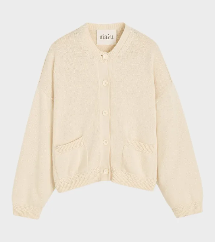 Cobe Cotton Cardigan Pure Ecru made by aiayu