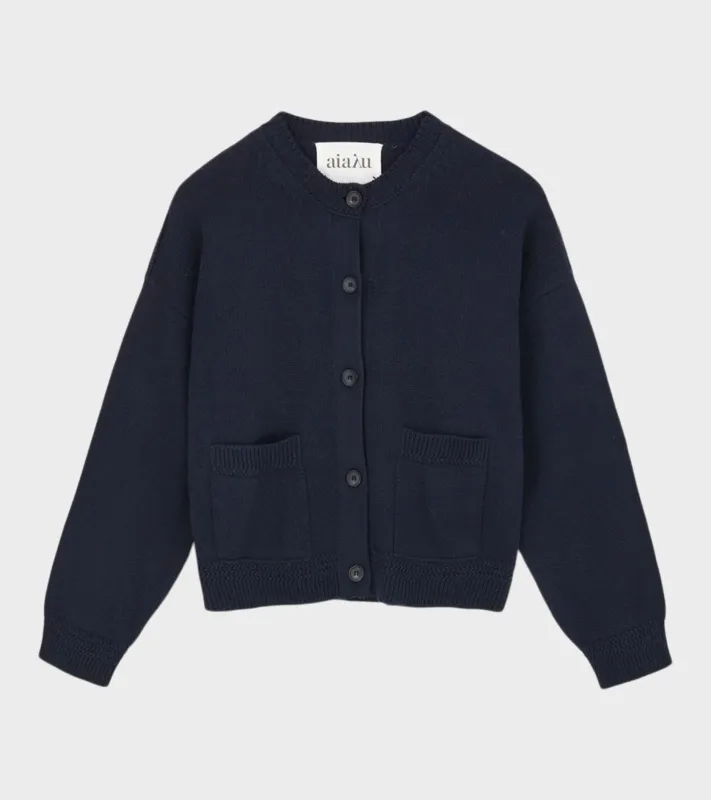 Cobe Cotton Cardigan Navy made by aiayu