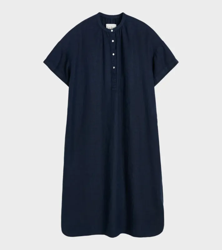 Cille Dress Linen Navy made by aiayu
