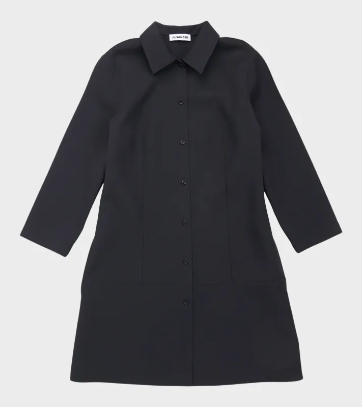 Sharp Wool Short Dress Midnight made by Jil Sander