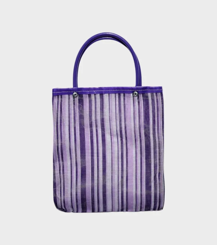 Mini Market Tote Purple Vertical Stripe made by Pura Utz ApS