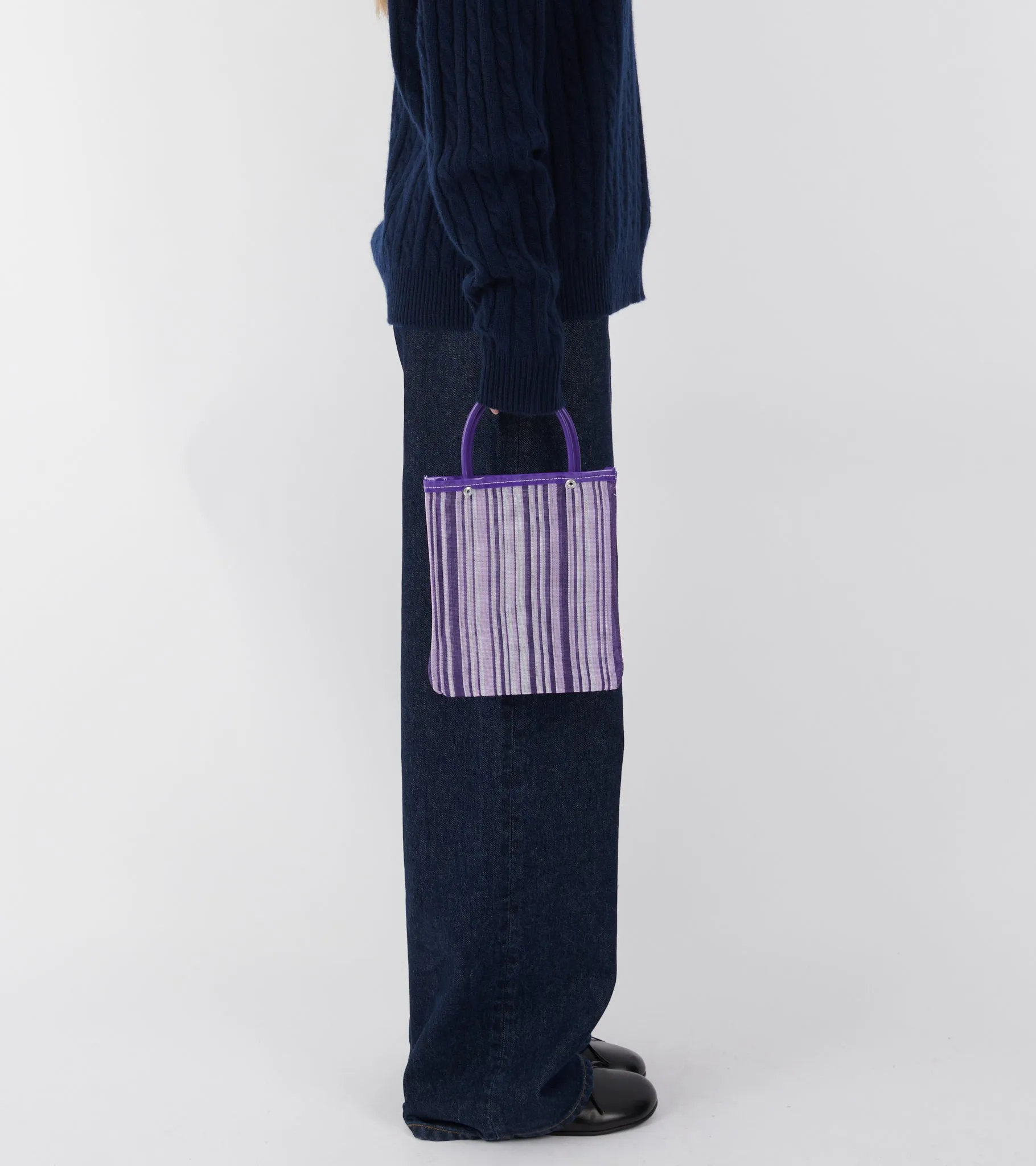Mini Market Tote Purple Vertical Stripe sold by Dr. Adams product image thumbnail 2