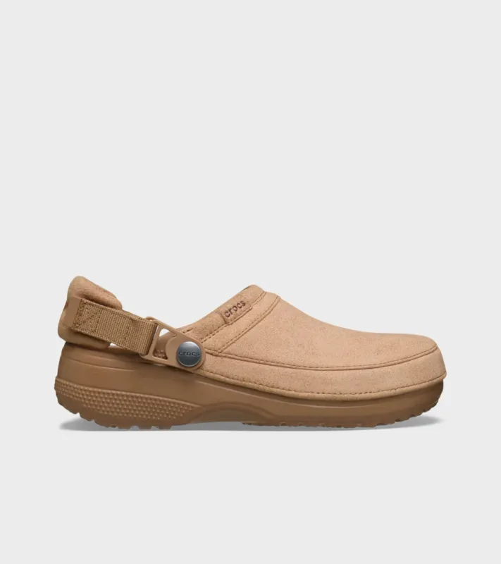 Crafted Vegan Suede Stitch Clog Sepia made by Crocs