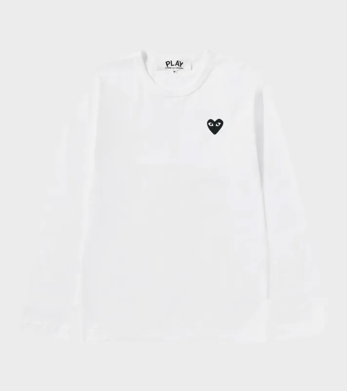 U Black Heart LS T-shirt White made by Comme des Garcons PLAY