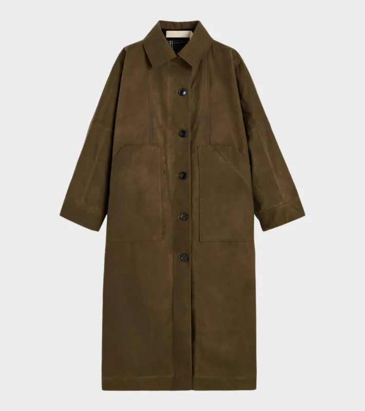 Jay Coat Oilskin Ripstop Silkwax Bark made by aiayu