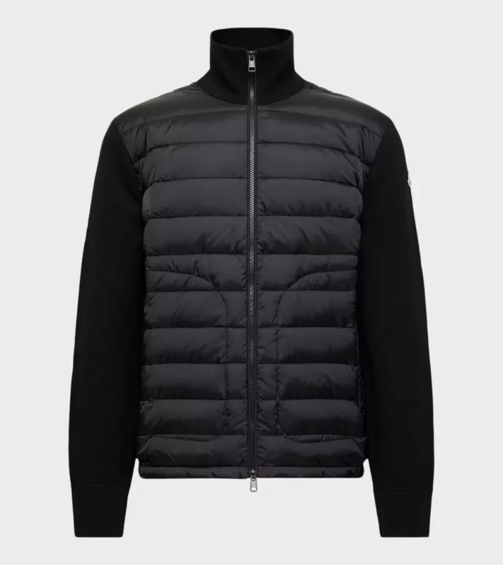 Padded Zip-up Wool Mix Cardigan Black made by Moncler