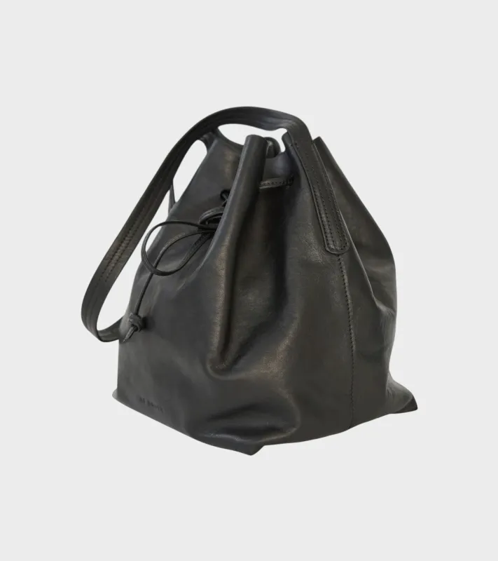 Full Grain Leather Bucket Bag Black made by AF Agger