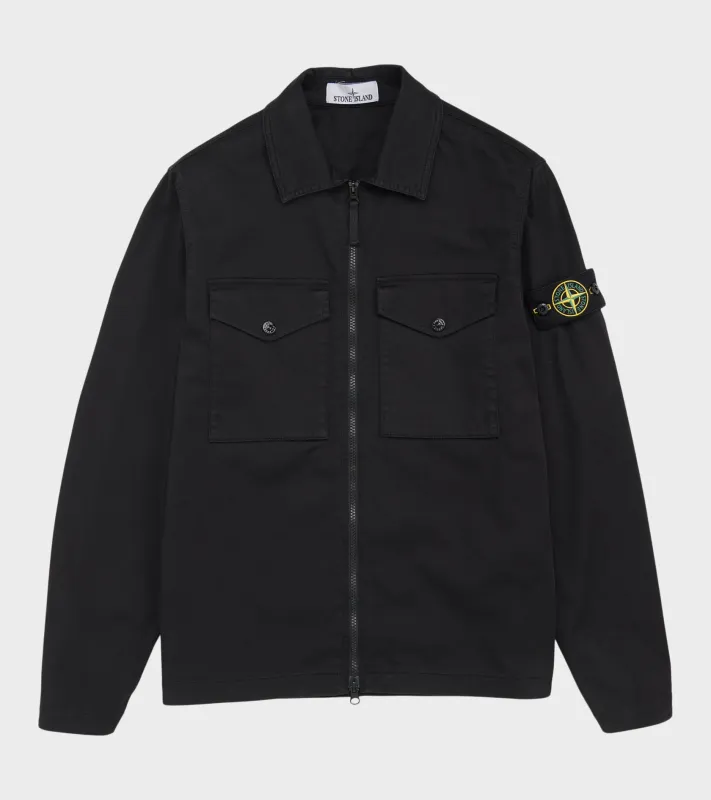 Classic Cotton Zip Pocket Overshirt Black made by Stone Island