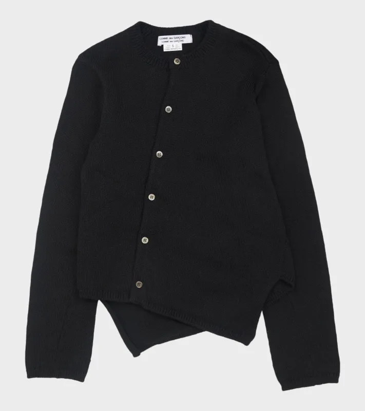 Asymmetrical Cardigan Black made by Comme des Garcons