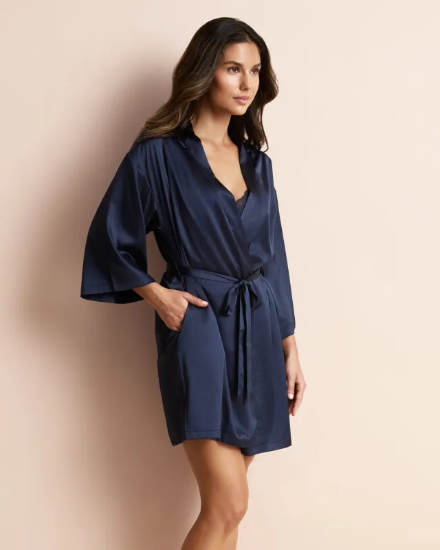 Satin Cropped Kimono sold by Léays