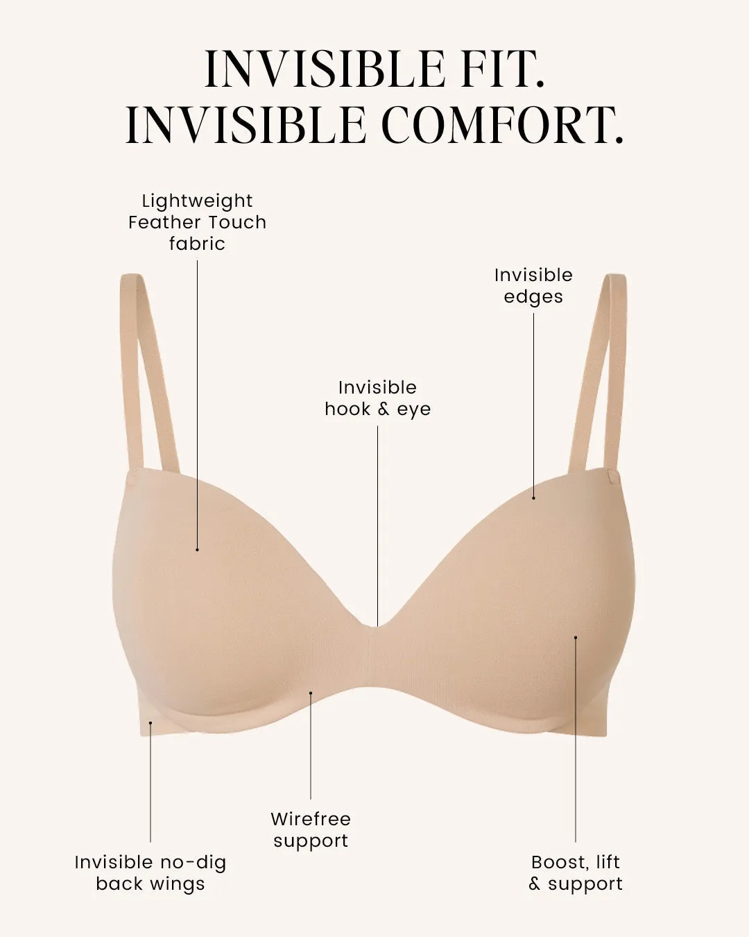 Invisibles Smooth Wirefree Push Up Bra sold by Léays product image thumbnail 4