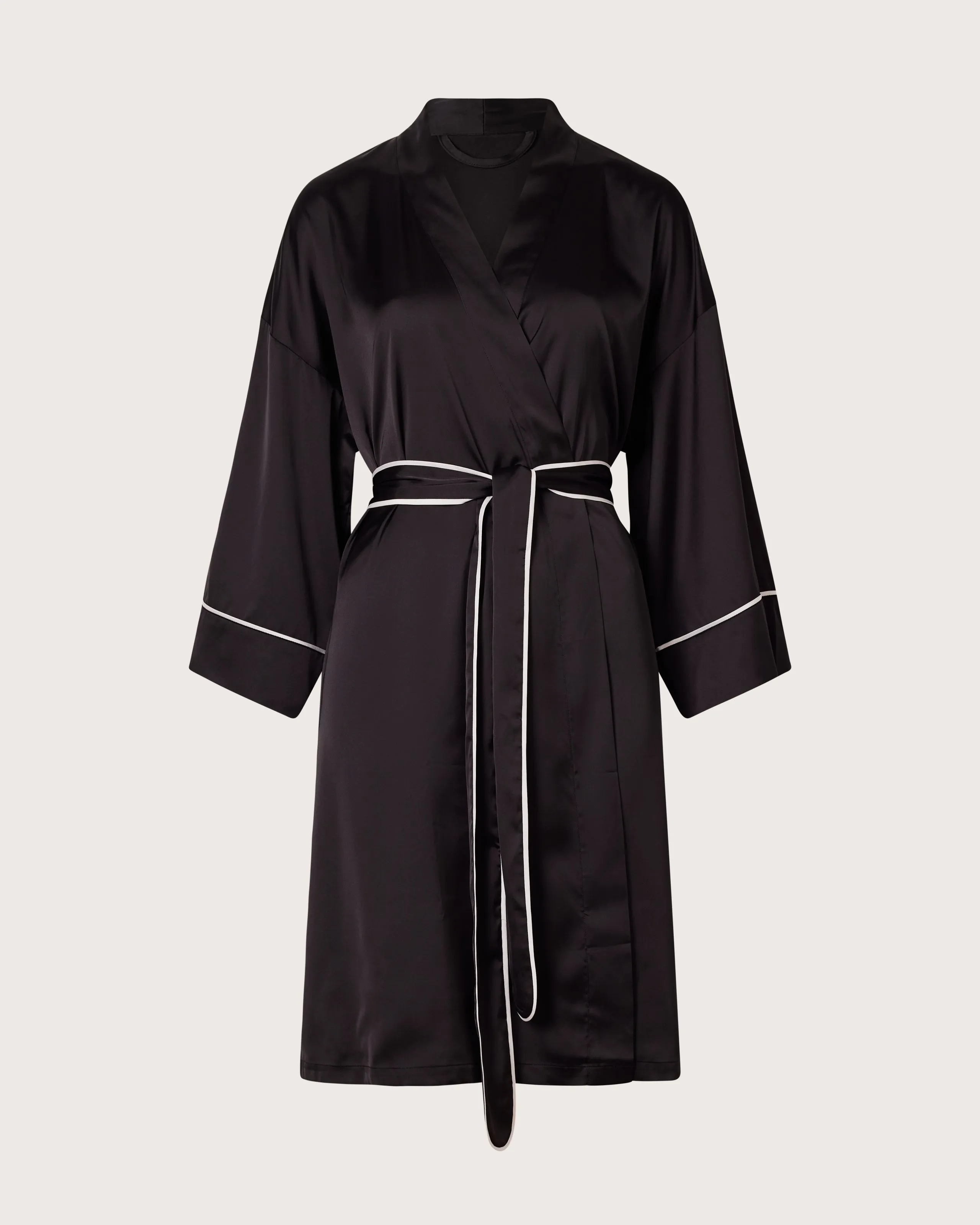 Piped Long Satin Robe sold by Léays product image thumbnail 5