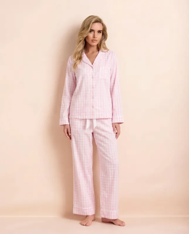 Gingham Flanette Long Set made by Léays