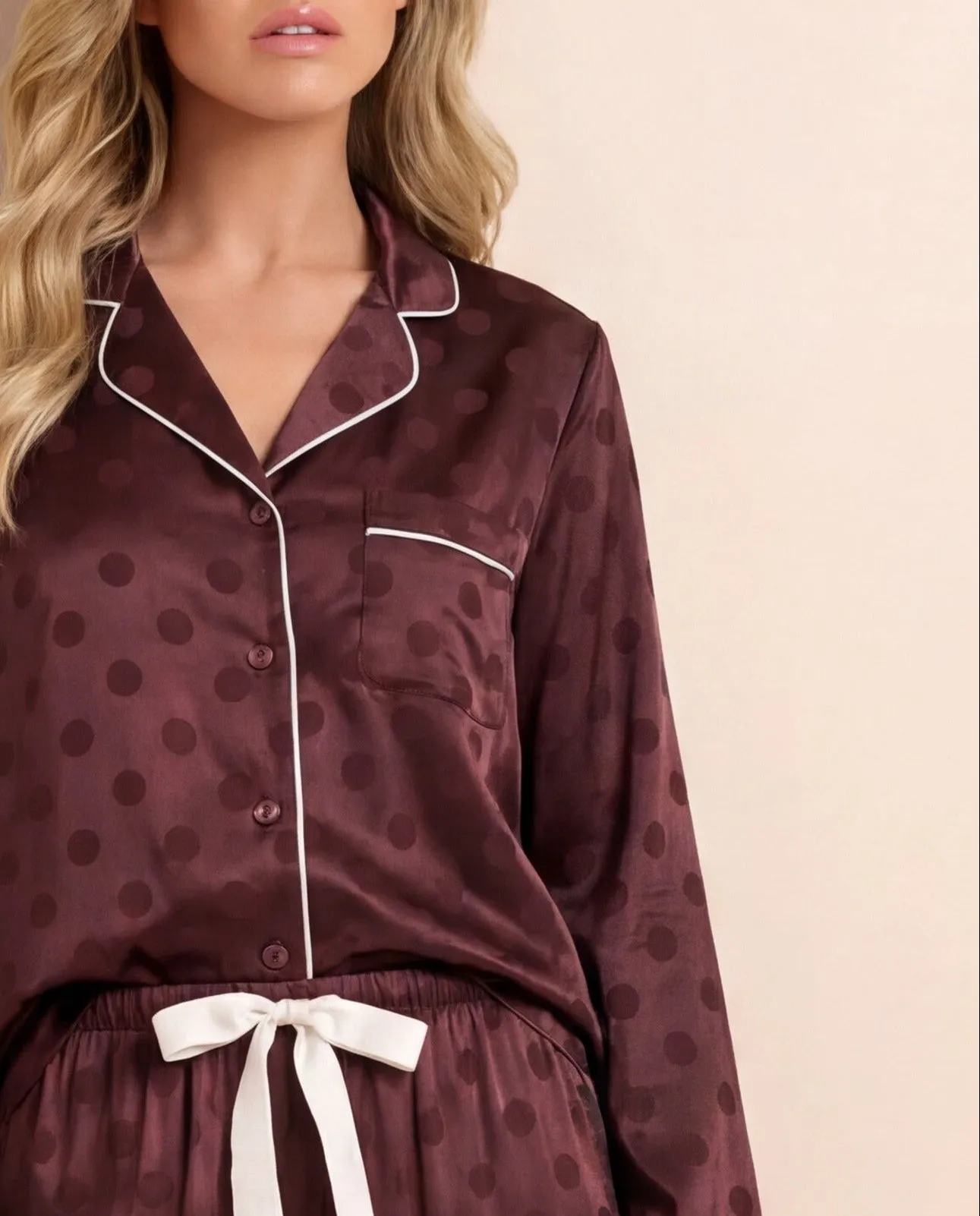 Spot Satin Jacquard Long PJ Set sold by Léays product image thumbnail 2