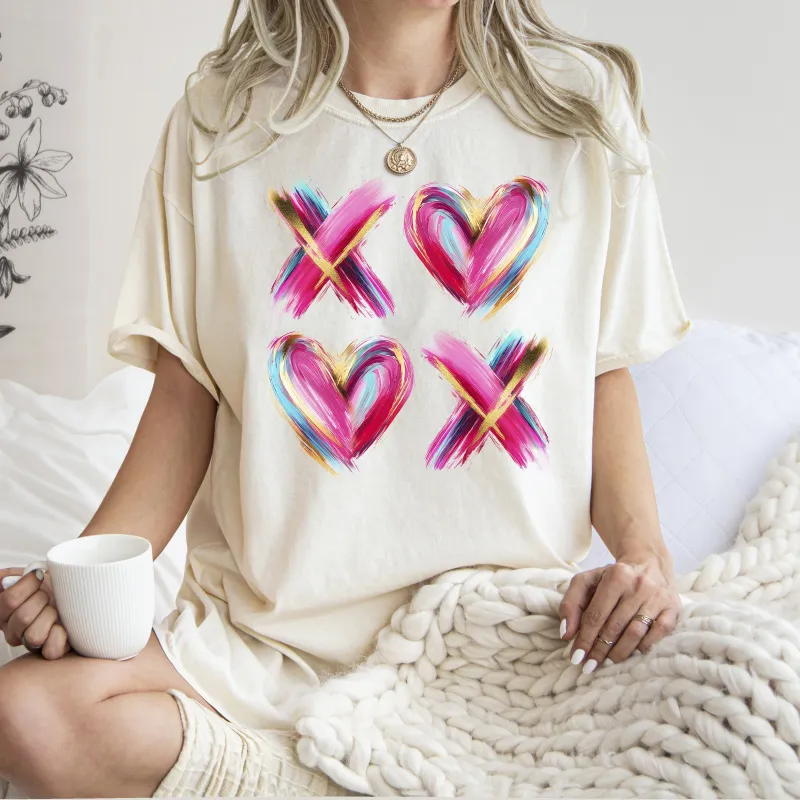 Glittery XOXO, Colorful Valentine's Day, Real Glitter, Faux Gold, Comfort Colors T-Shirt sold by Refinery Number One