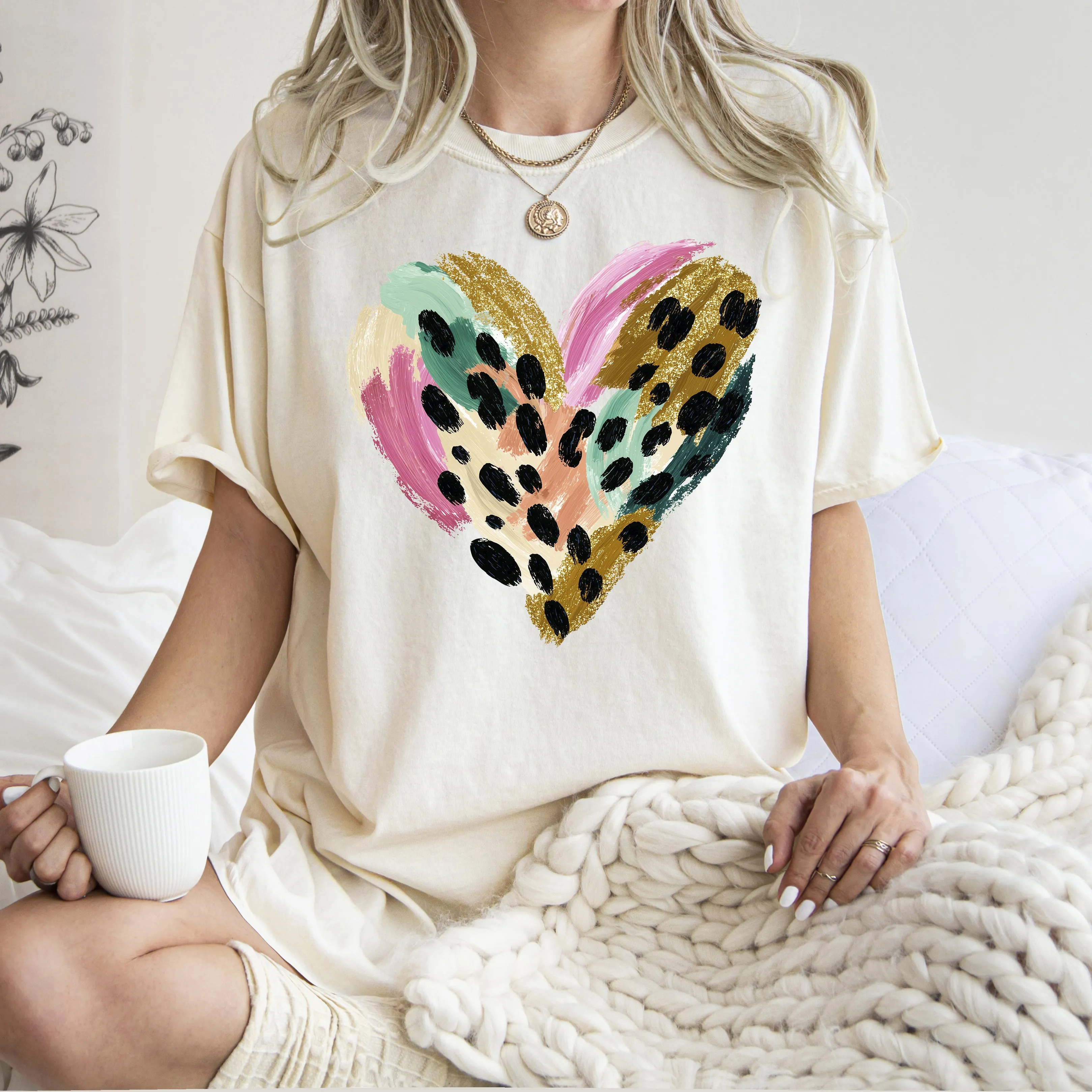 Glittery Leopard Print Heart, Abstract, Real Glitter, Love, Valentine's Day, Comfort Colors T-Shirt sold by Refinery Number One product image thumbnail 3