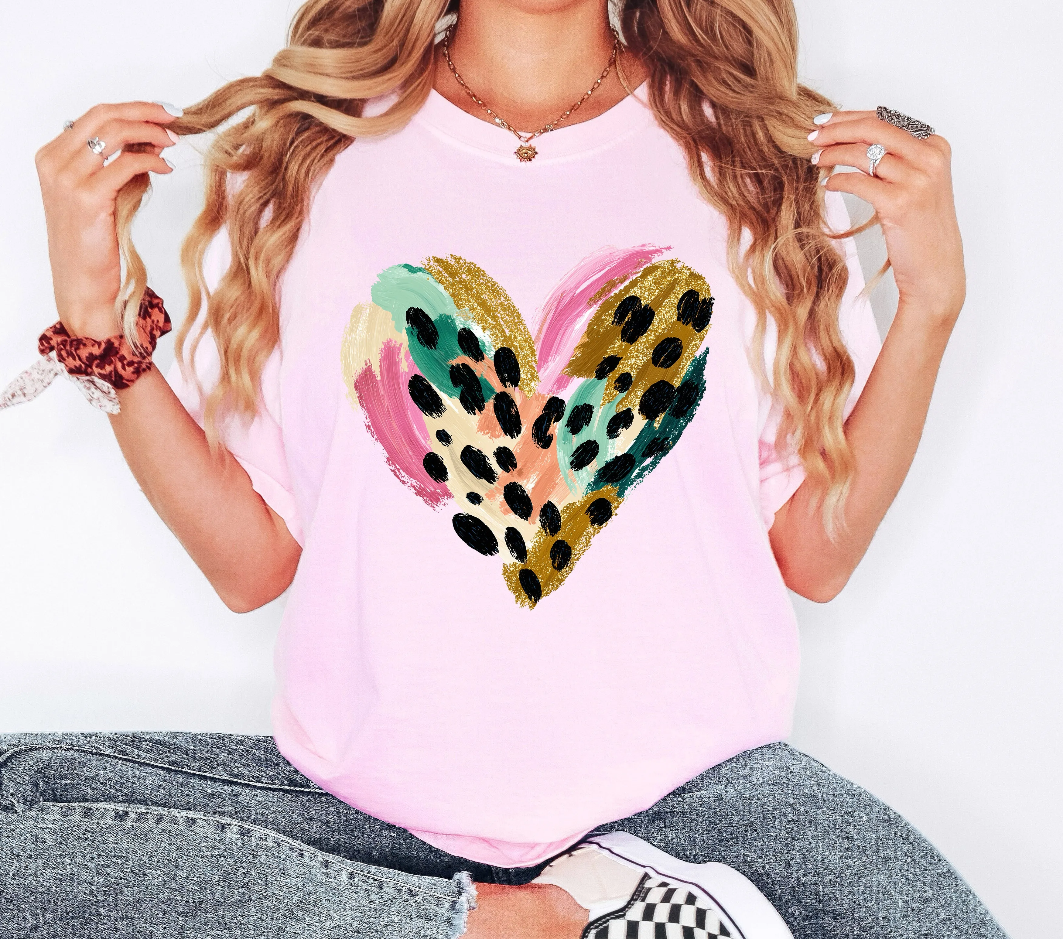 Glittery Leopard Print Heart, Abstract, Real Glitter, Love, Valentine's Day, Comfort Colors T-Shirt sold by Refinery Number One product image thumbnail 4