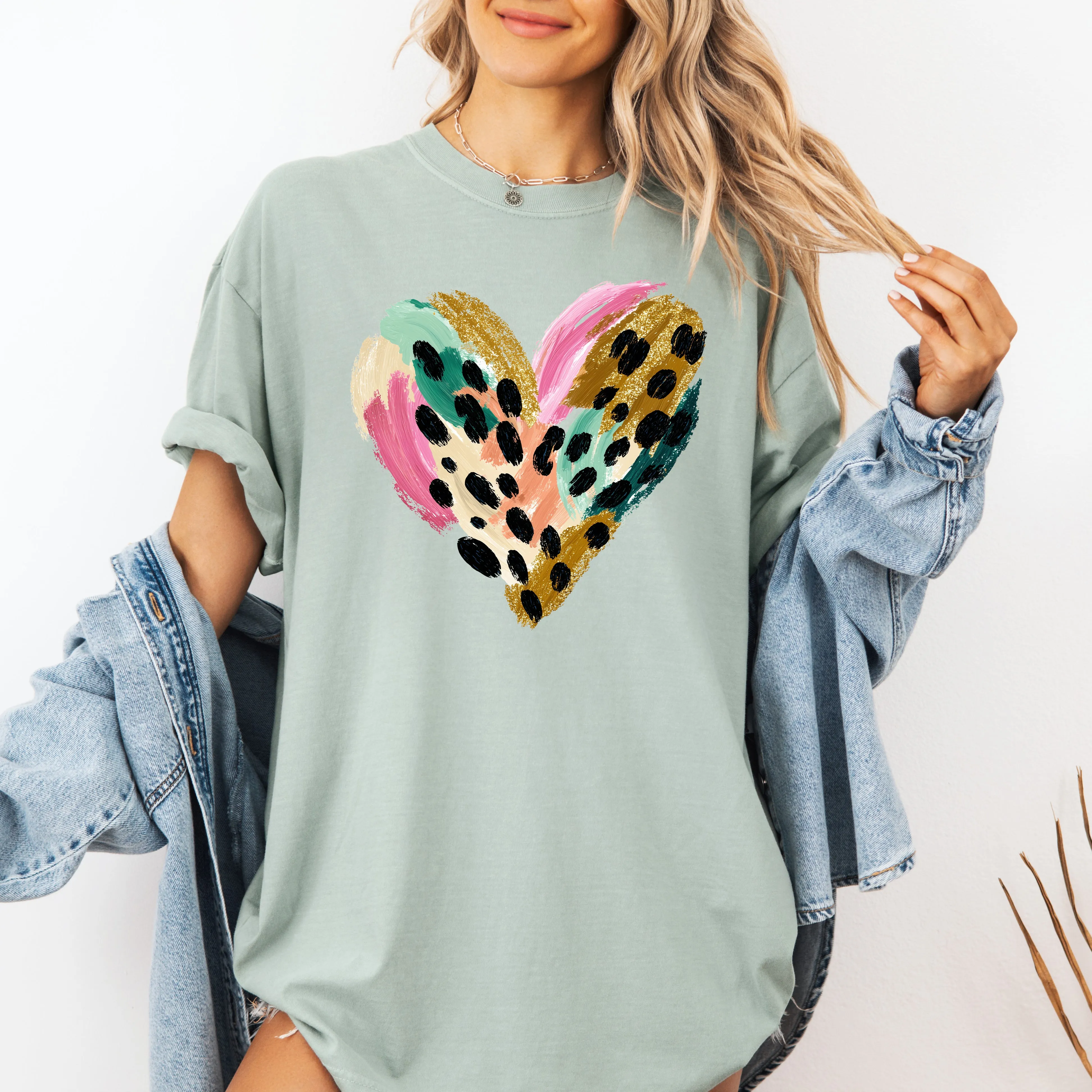 Glittery Leopard Print Heart, Abstract, Real Glitter, Love, Valentine's Day, Comfort Colors T-Shirt sold by Refinery Number One product image thumbnail 5