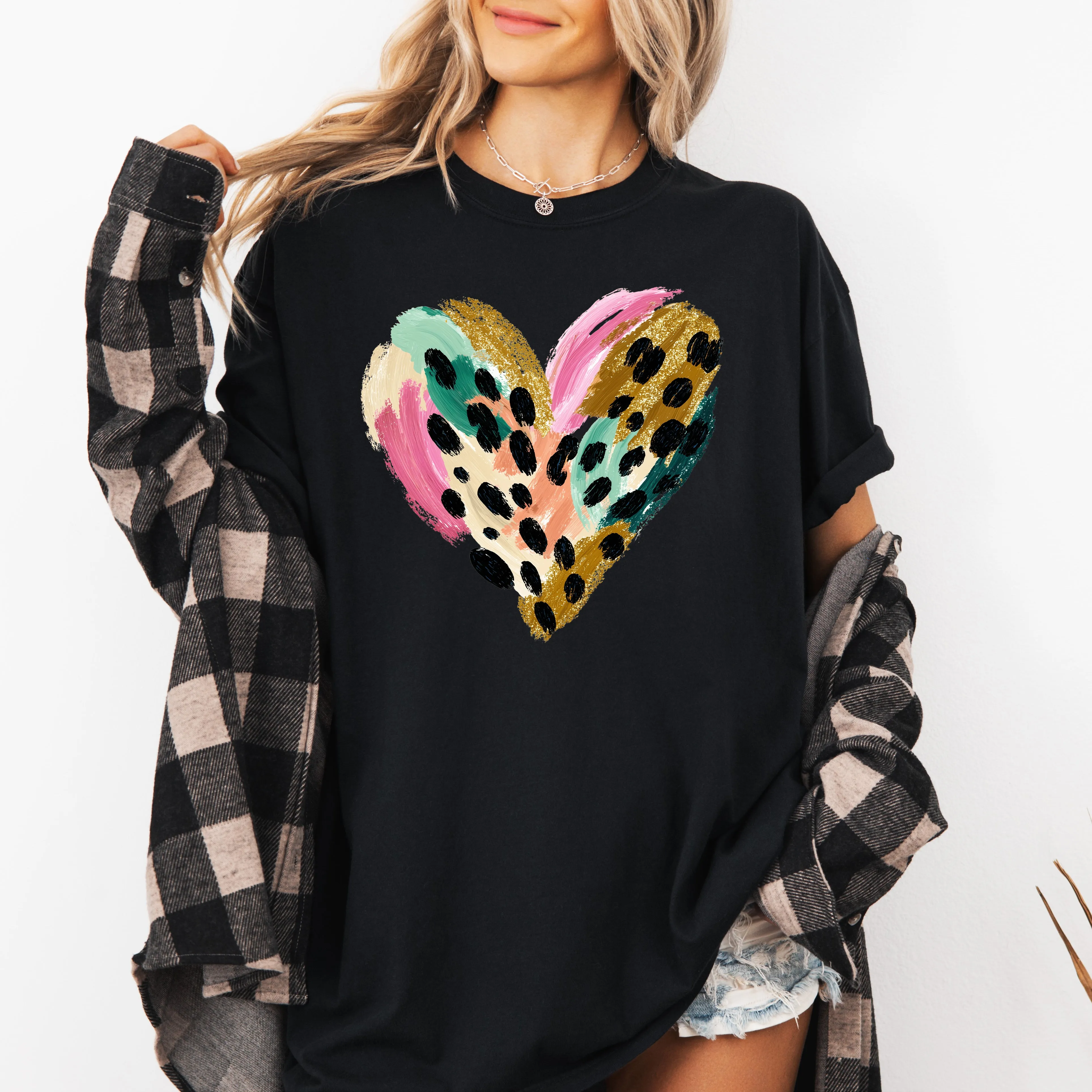 Glittery Leopard Print Heart, Abstract, Real Glitter, Love, Valentine's Day, Comfort Colors T-Shirt sold by Refinery Number One