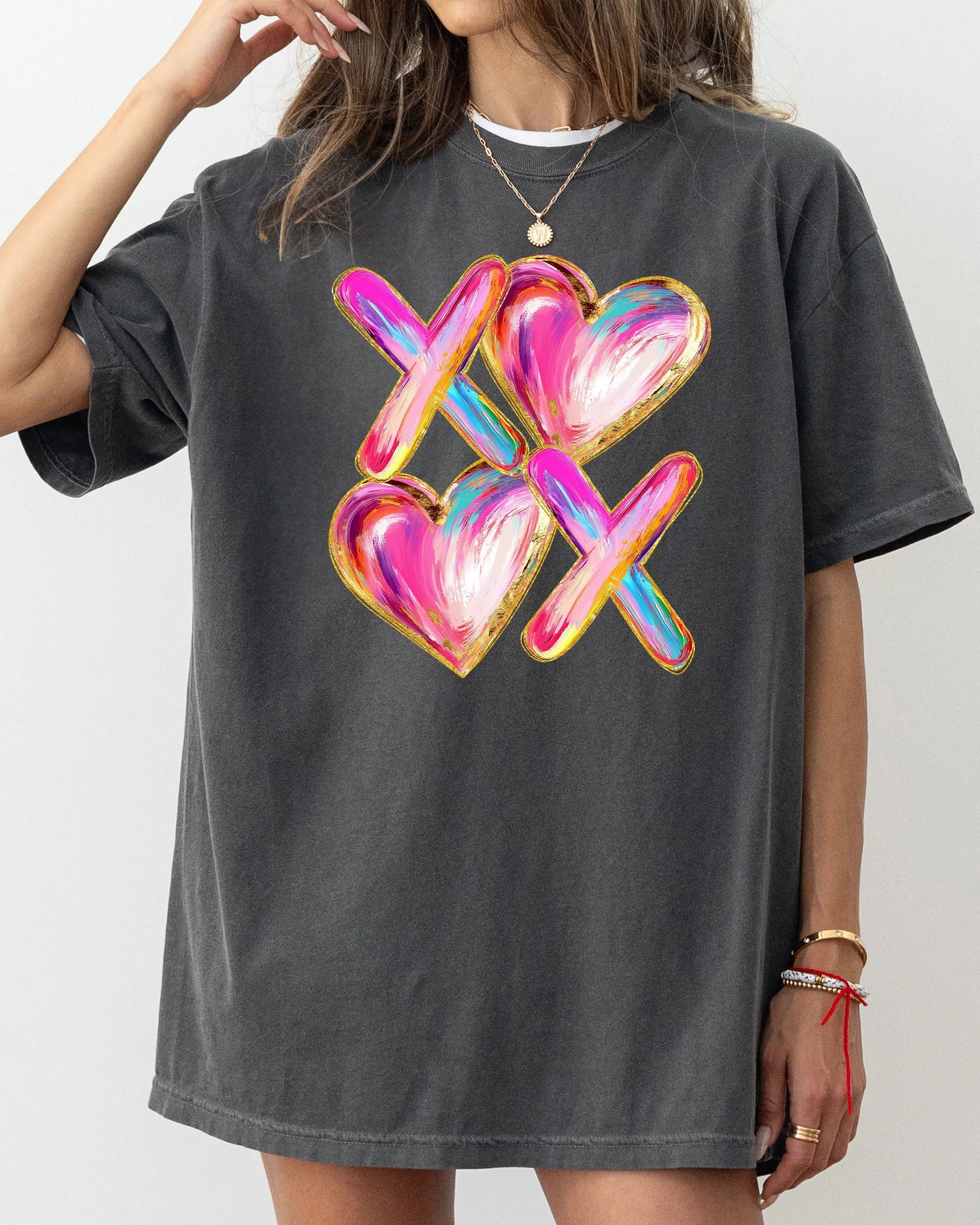 Glittery Colorful Valentine's Hearts, Real Glitter, XOXO, Gorgeous for 2026, Love, Comfort Colors T-Shirt sold by Refinery Number One product image thumbnail 3