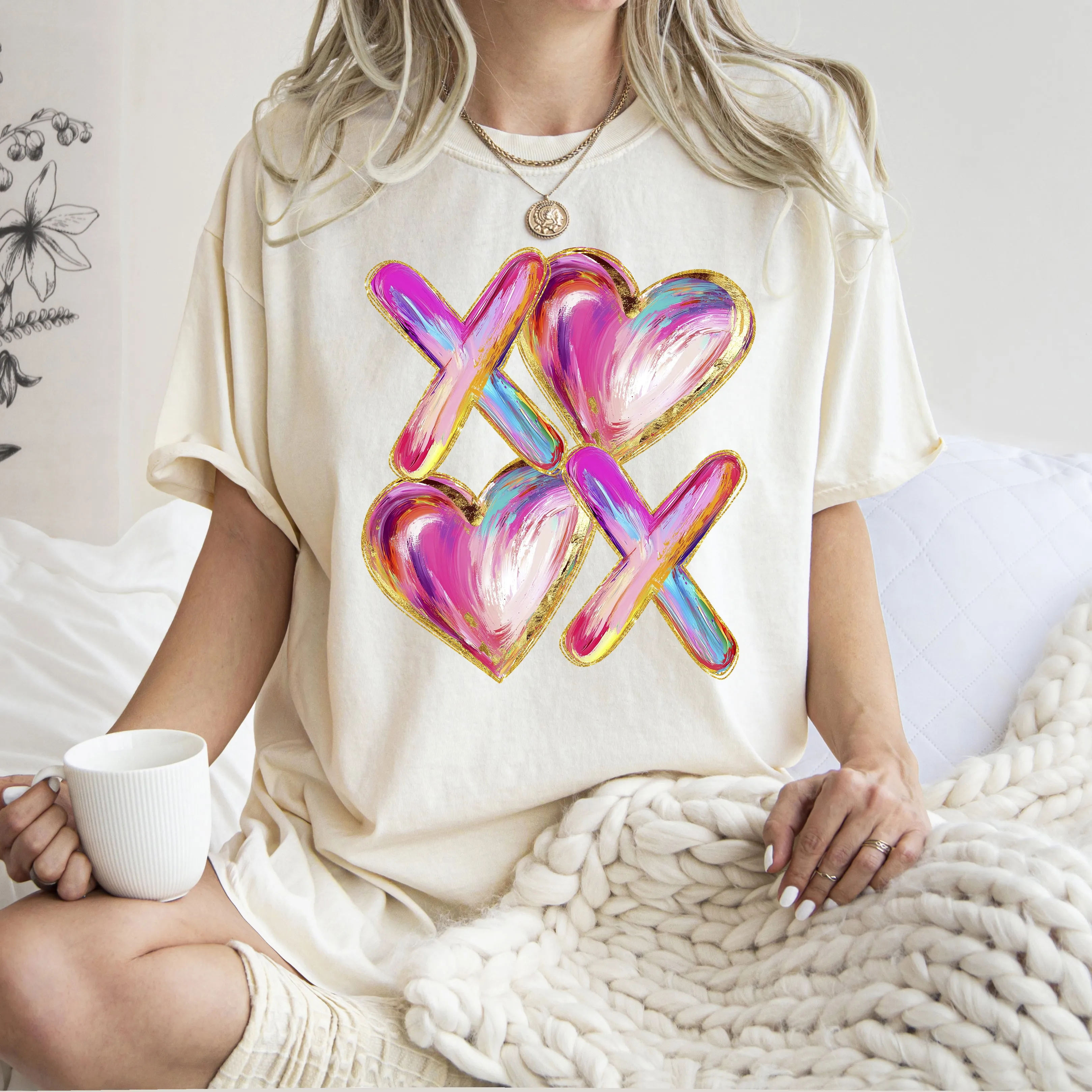 Glittery Colorful Valentine's Hearts, Real Glitter, XOXO, Gorgeous for 2026, Love, Comfort Colors T-Shirt sold by Refinery Number One product image thumbnail 2