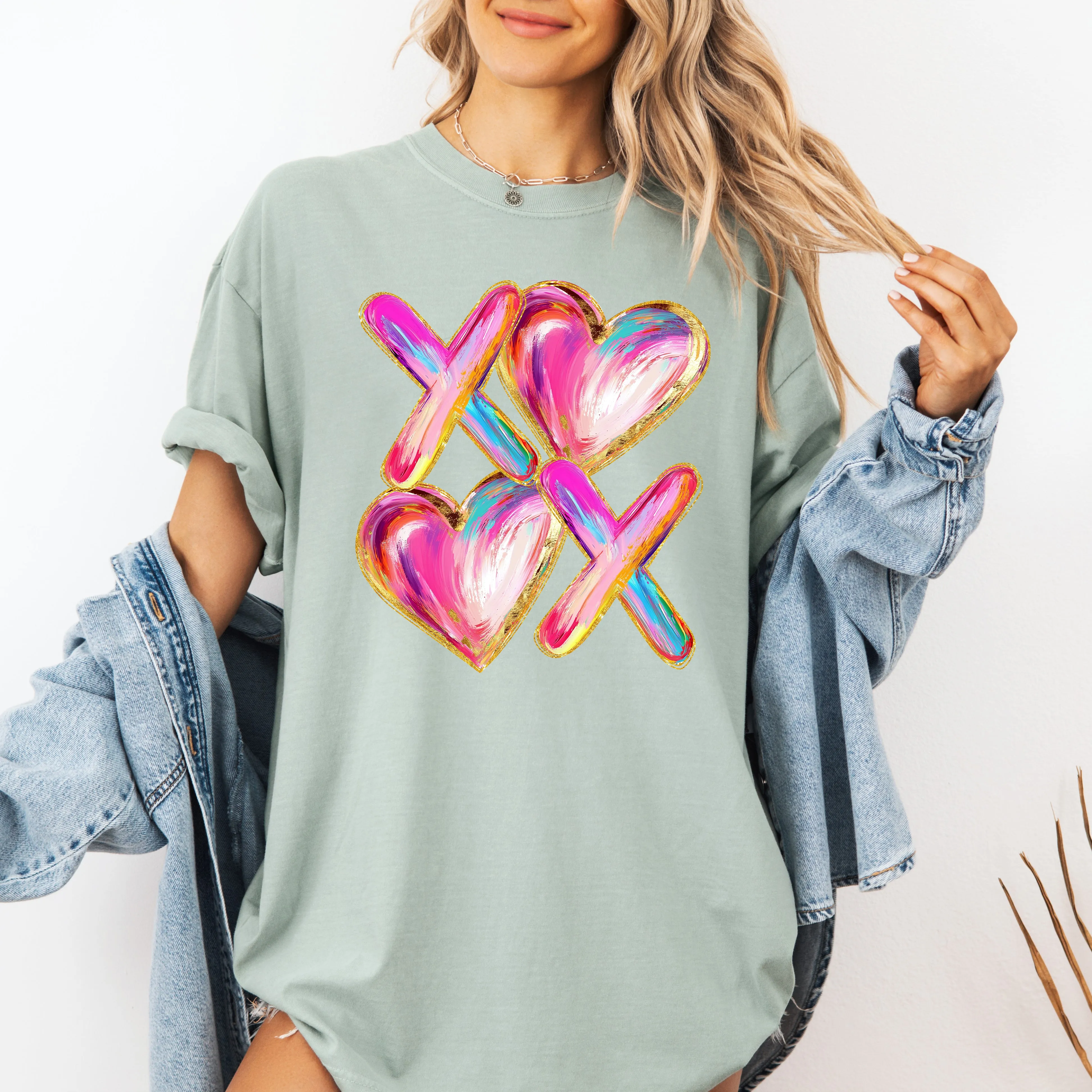 Glittery Colorful Valentine's Hearts, Real Glitter, XOXO, Gorgeous for 2026, Love, Comfort Colors T-Shirt sold by Refinery Number One product image thumbnail 5
