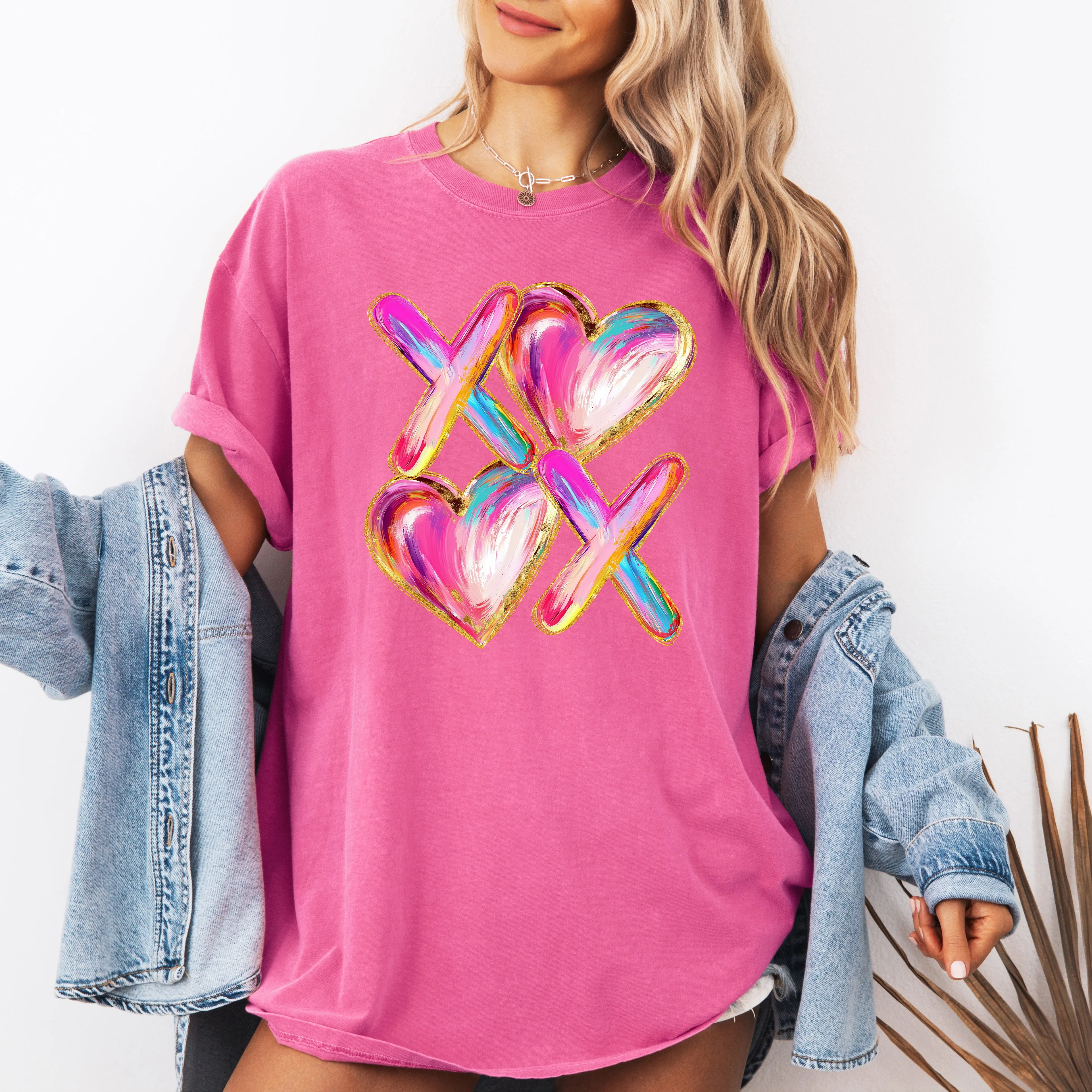 Glittery Colorful Valentine's Hearts, Real Glitter, XOXO, Gorgeous for 2026, Love, Comfort Colors T-Shirt sold by Refinery Number One product image thumbnail 4