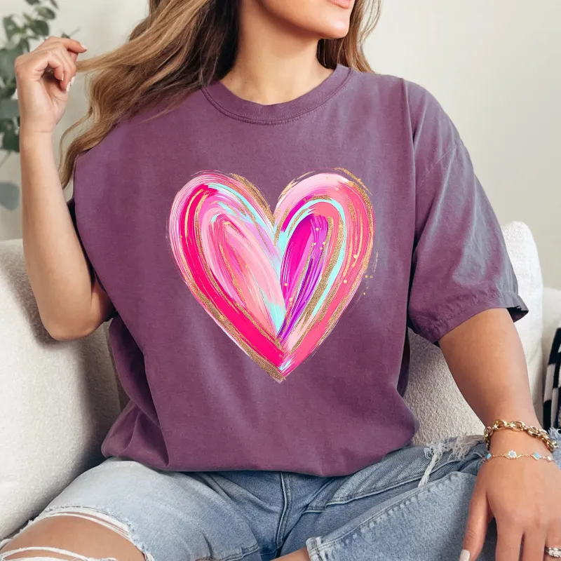 Glittery Brush Stroke Heart, Valentine's Day, Love, Comfort Colors T-Shirt sold by Refinery Number One