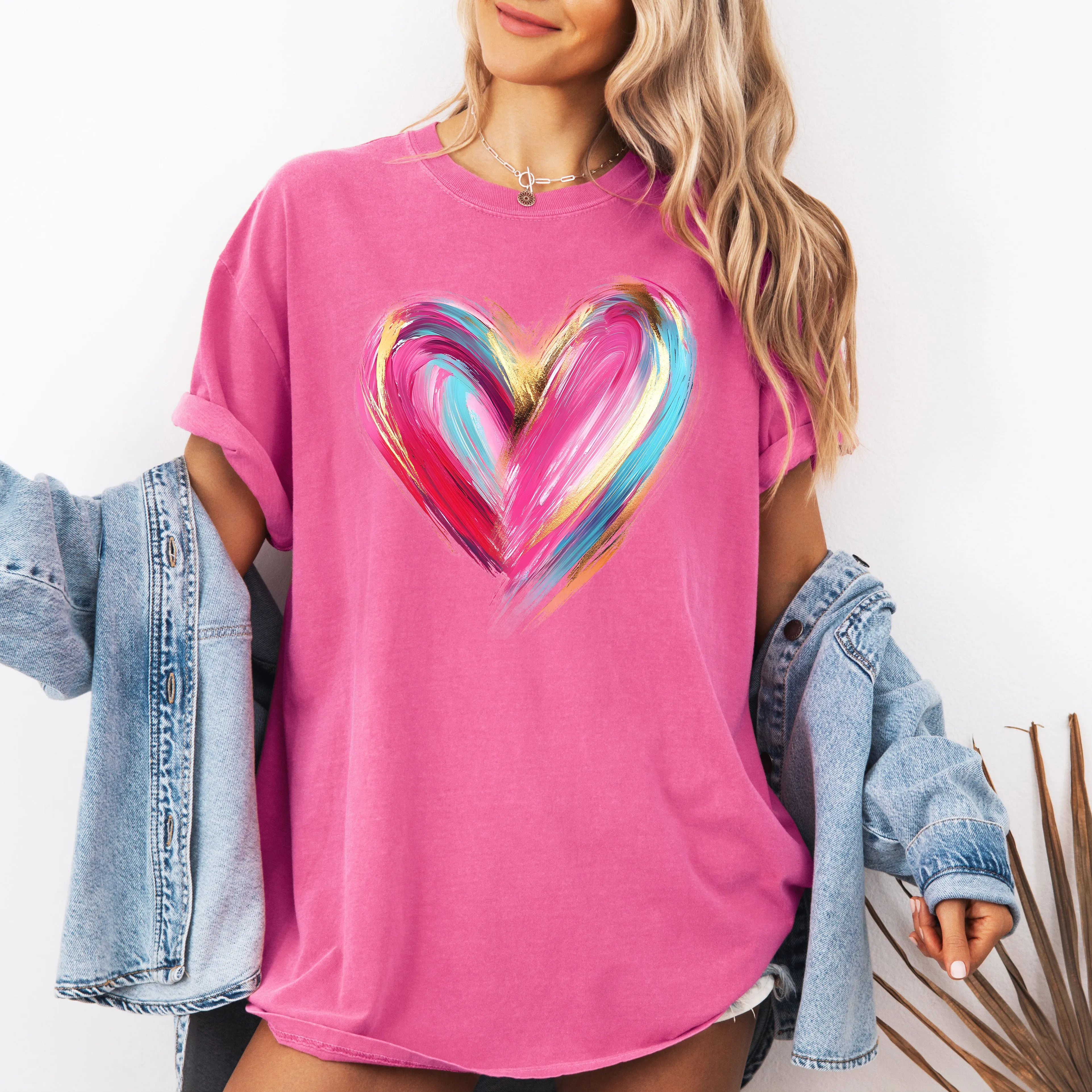Glittery Brush Stroke Heart, Valentine's Day, Love, Faux Gold, Comfort Colors T-Shirt sold by Refinery Number One